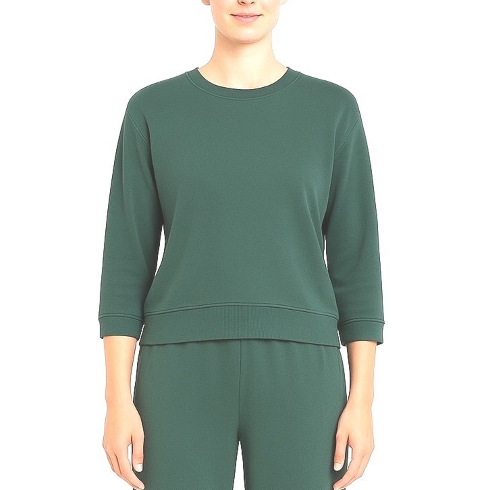 ZARA Green Crew Neck 3/4 Sleeve Sweatshirt L Athleisure Casual Fairycore 97-35